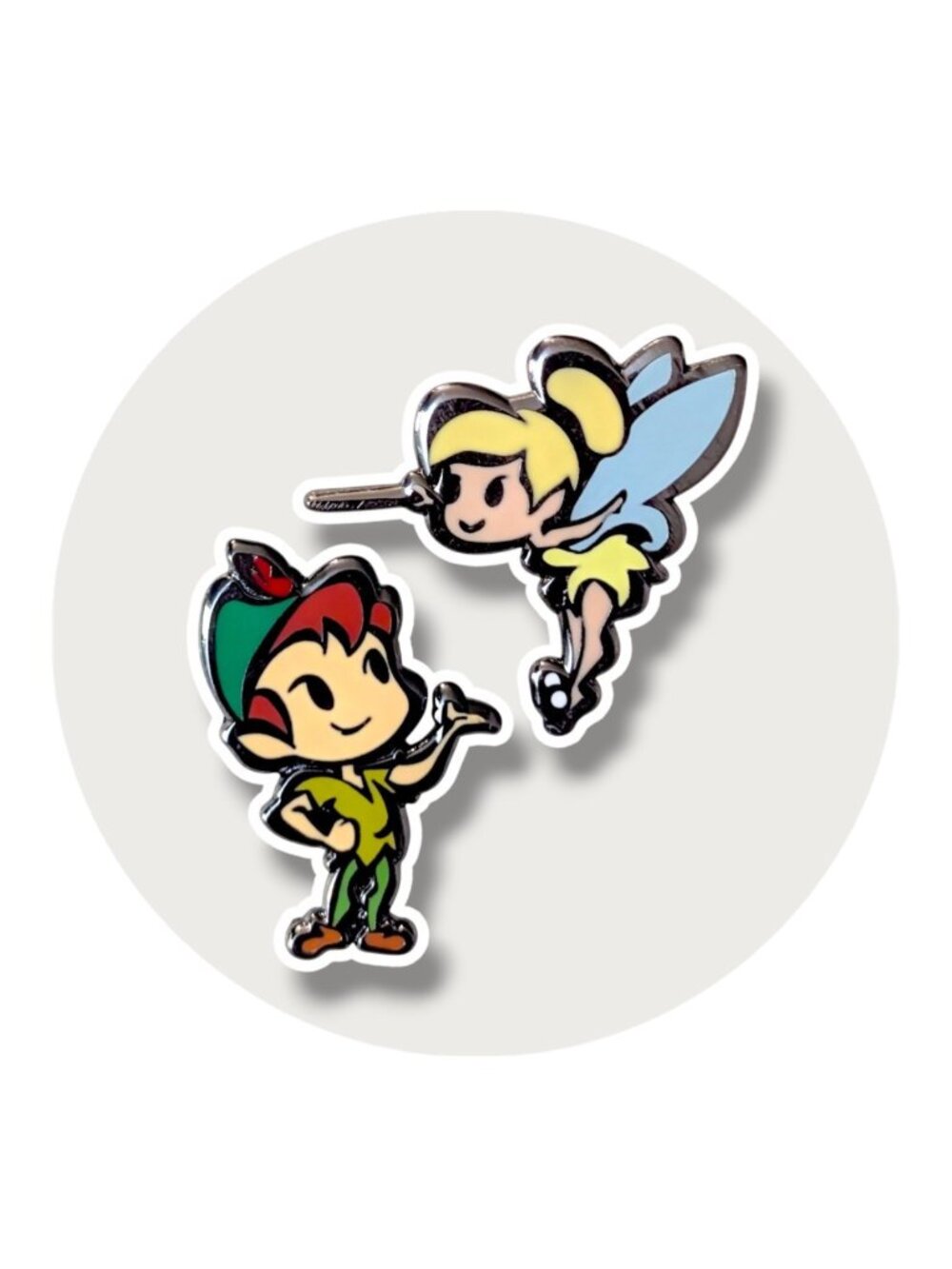 Peter Pan Disney Pins: Cutie Tinker Bell and Stylized Peter